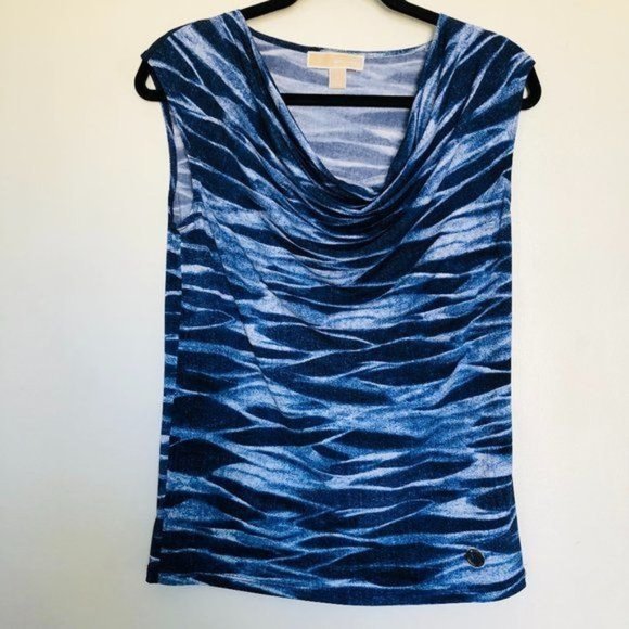 MICHAEL Michael Kors Tops - Michael Kors Blue Print Sleeveless- Size Small